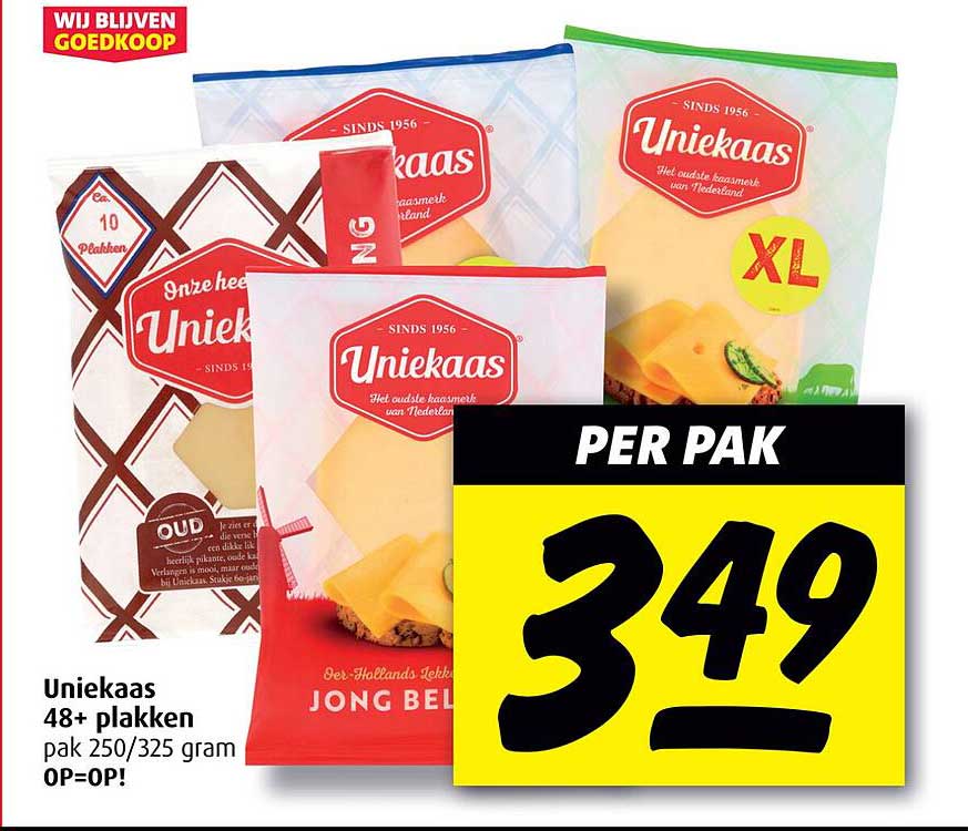 Uniekaas 48+ plakken pak 250/325 gram