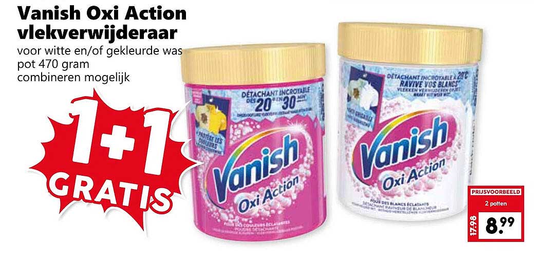 Vanish Oxi Action vlekverwijderaar voor witte en/of gekleurde was pot 470 gram
