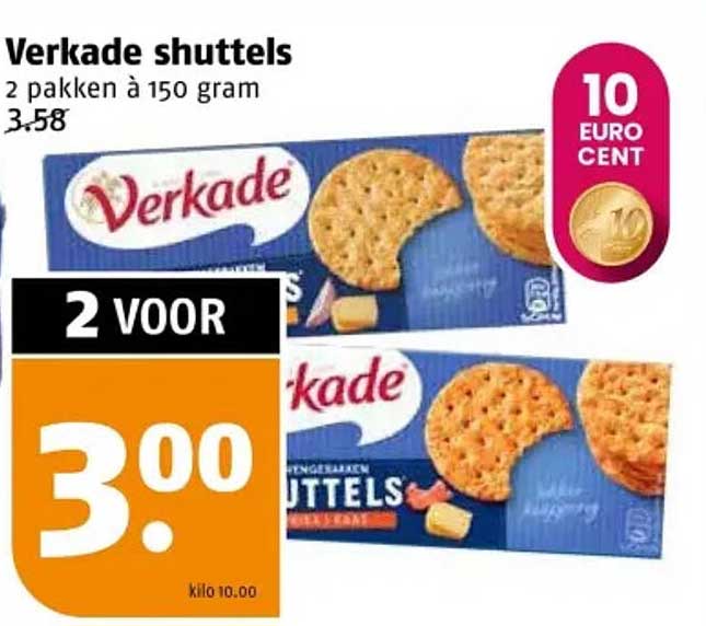 Verkade shuttels 2 pakken à 150 gram
