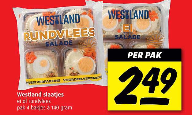 Westland slaatjes ei of rundvlees pak 4 bakjes à 140 gram