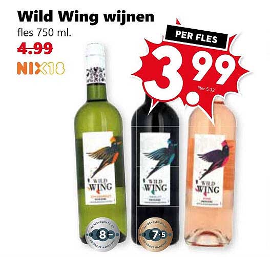 Wild Wing wijnen fles 750 ml.