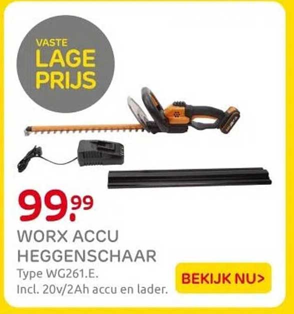 WORX ACCU HEGGENSCHAAR Type WG261.E. Incl. 20V/2Ah accu en lader.