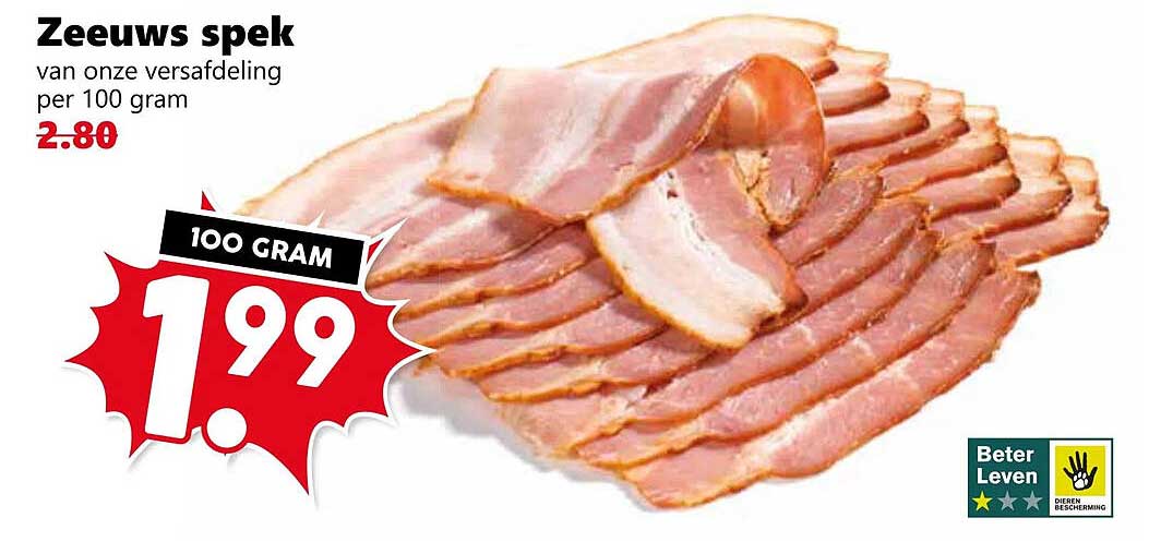 Zeeuws spek van onze versafdeling per 100 gram