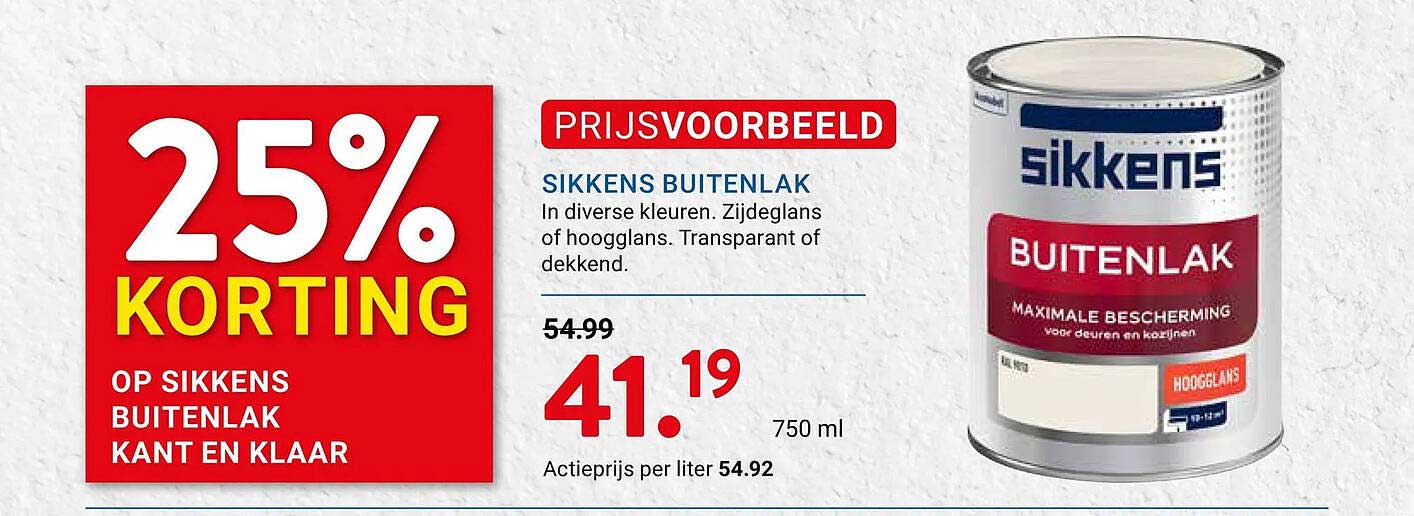 25% korting op Sikkens Buitenlak kant en klaar