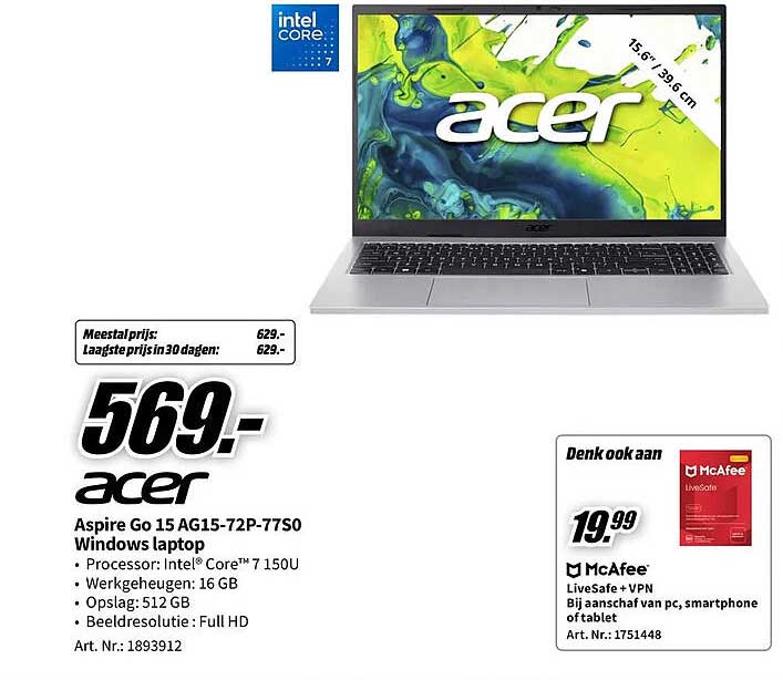 Acer Aspire Go 15 AG15-72P-77S0 Windows laptop