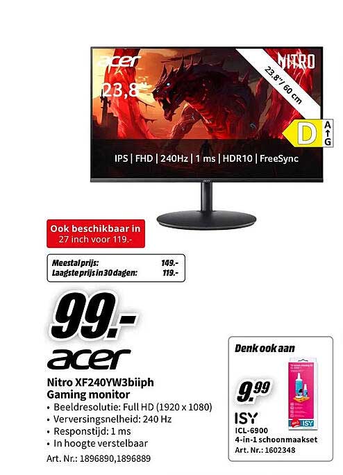 Acer Nitro XF240Y3biiph Gaming monitor