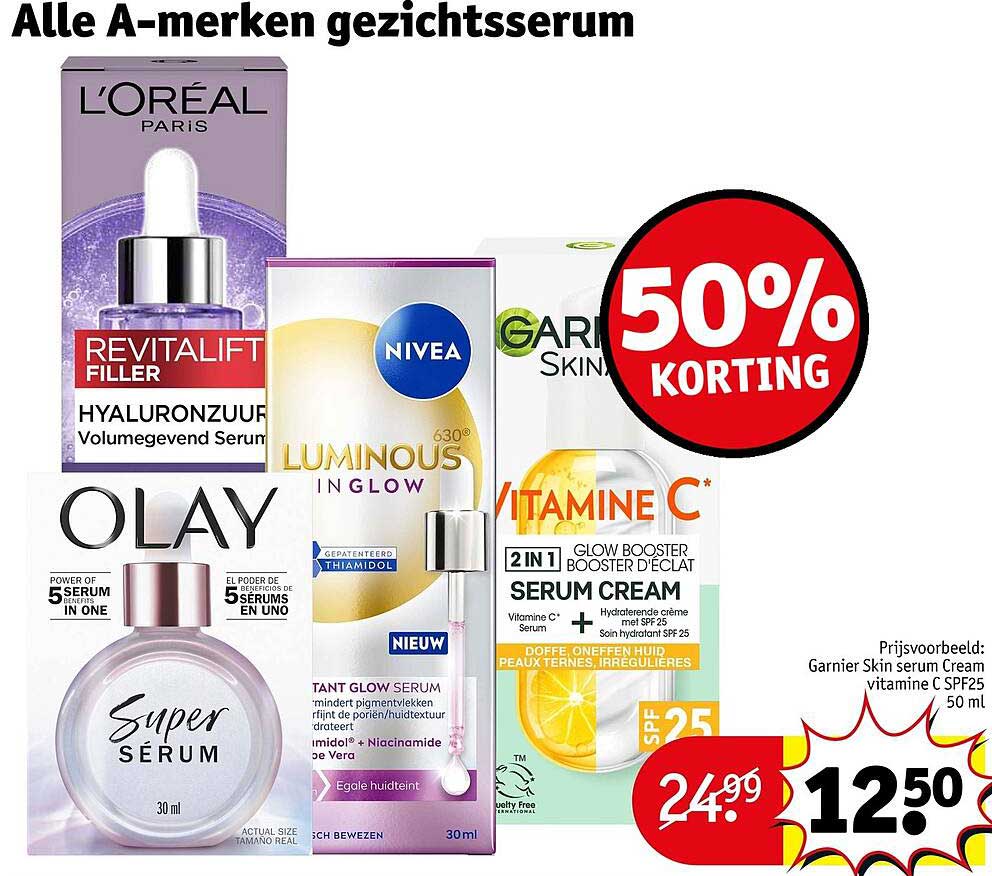 Alle A-merken gezichtsserum 50% KORTING