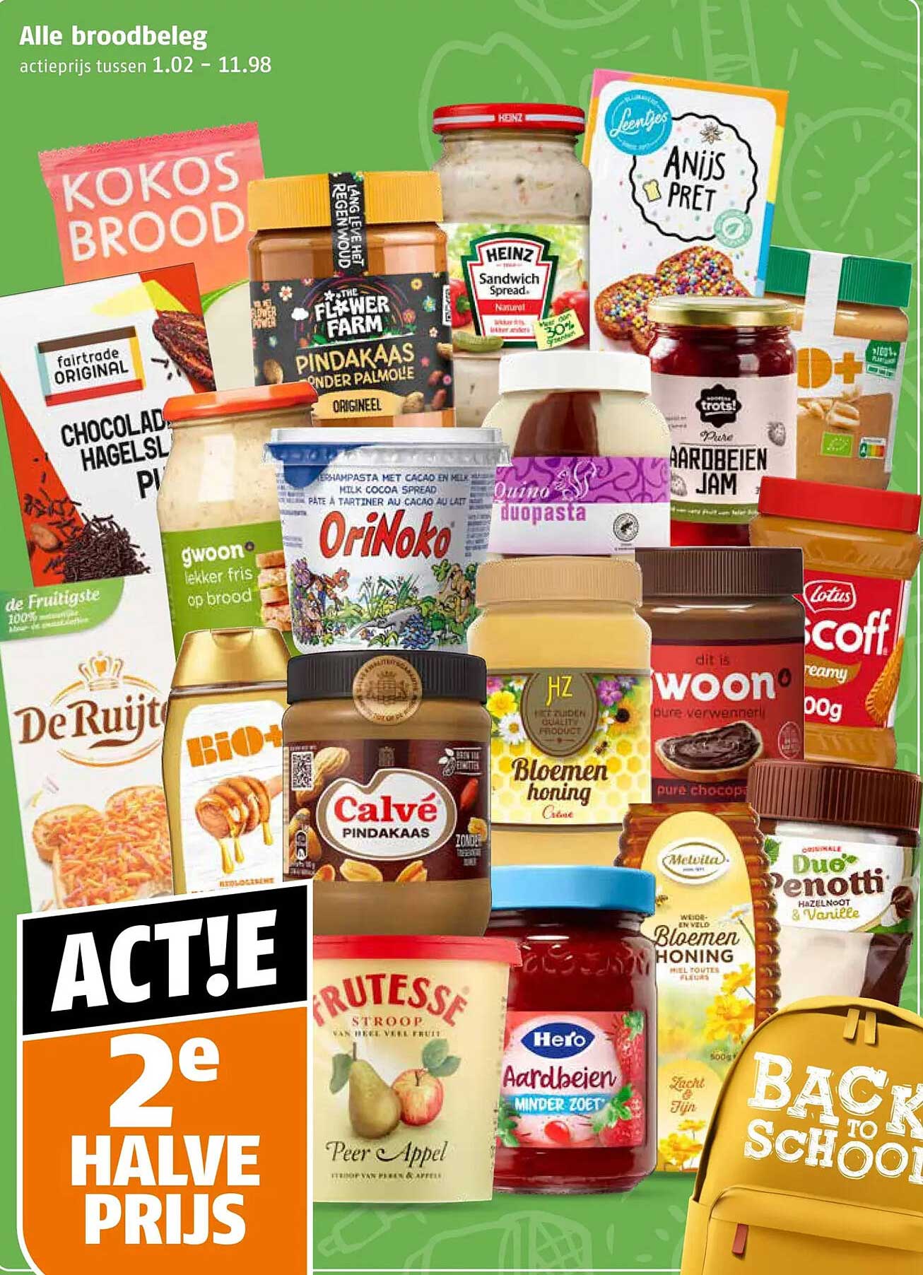 Alle broodbeleg 2e halve prijs