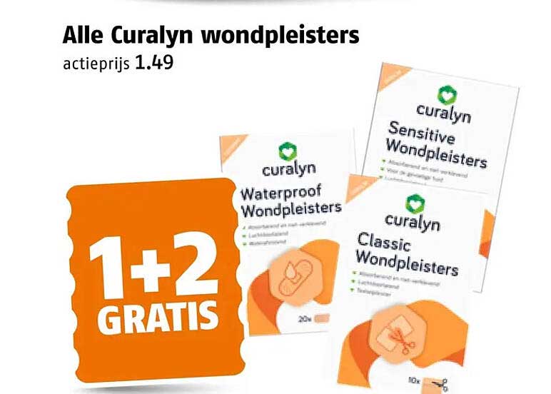 Alle Curalyn wondpleisters 1+2 GRATIS