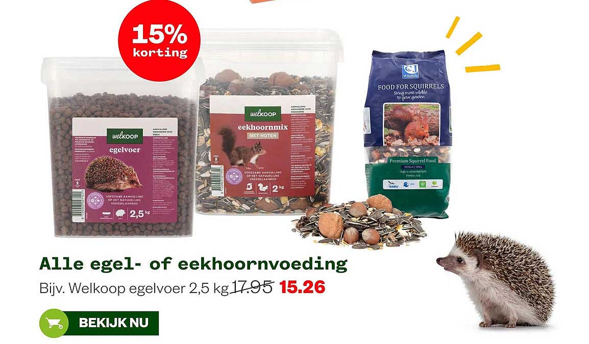 Alle egel- of eekhoornvoeding