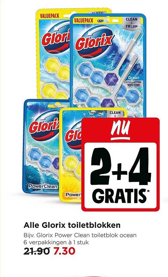 Alle Glorix toiletblokken 2+4 gratis