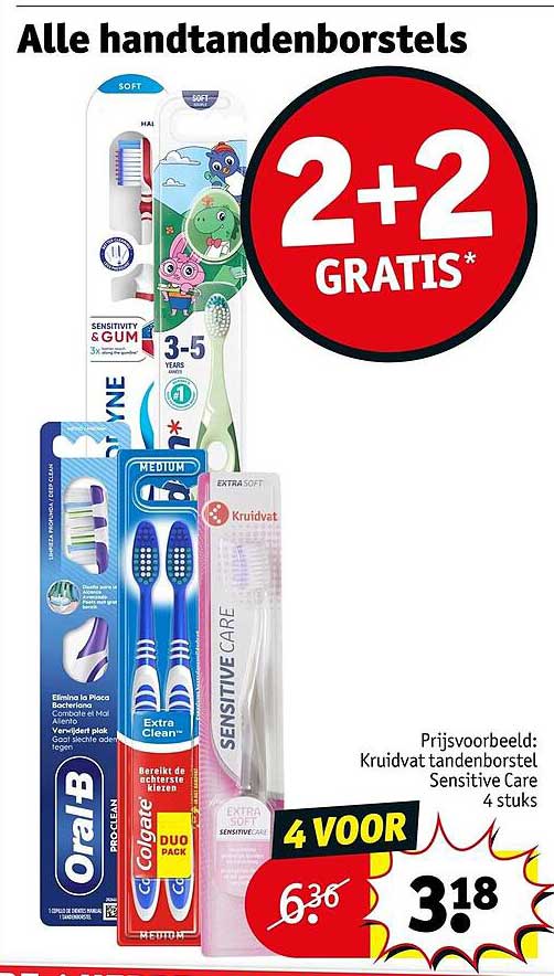 Alle handtandenborstels 2+2 gratis