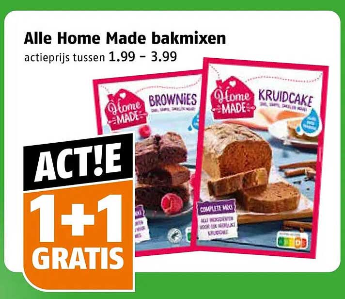 Alle Home Made bakmixen 1+1 gratis