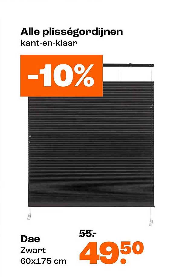 Alle plisségordijnen kant-en-klaar -10%