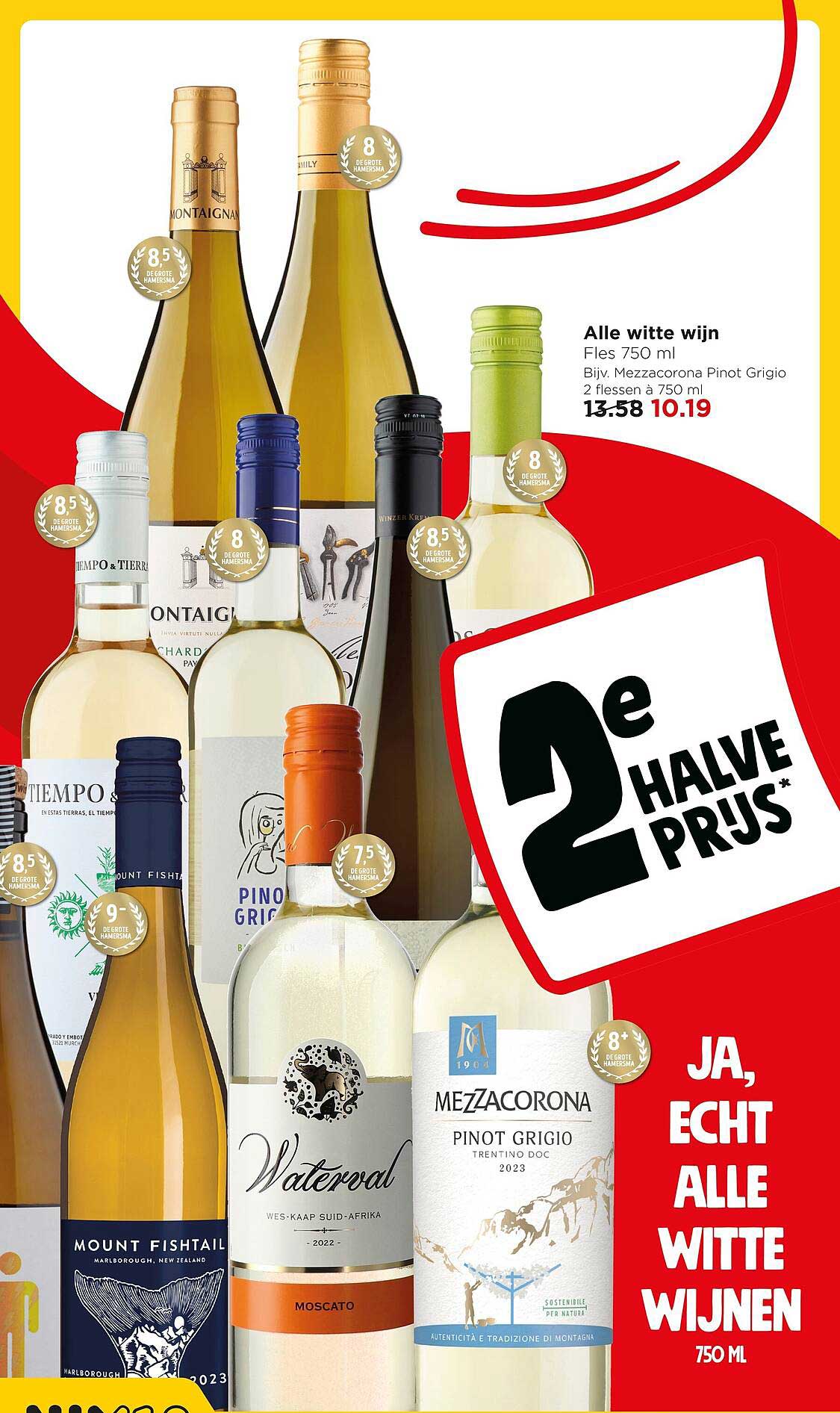 Alle witte wijn Fles 750 ml 2e halve prijs