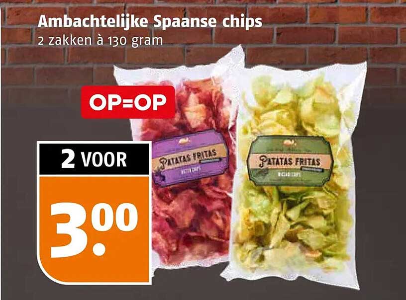 Ambachtelijke Spaanse chips 2 zakken à 130 gram OP=OP 2 voor
