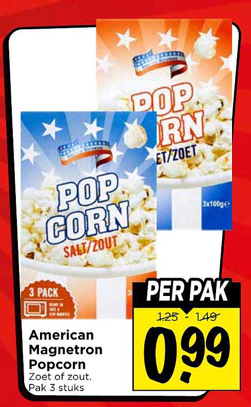 American Magnetron Popcorn Zoet of zout. Pak 3 stuks PER PAK