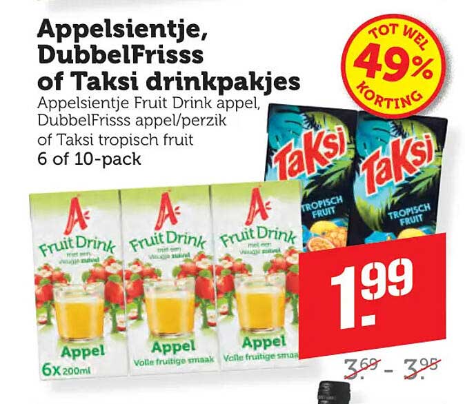 Appelsientje, DubbelFrisss of Taksi drinkpakjes