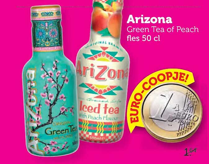 Arizona Green Tea of Peach fles 50 cl Euro-COOPJE!