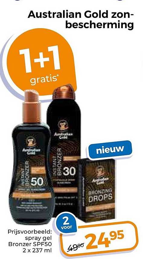 Australian Gold zon-bescherming 1+1 gratis
