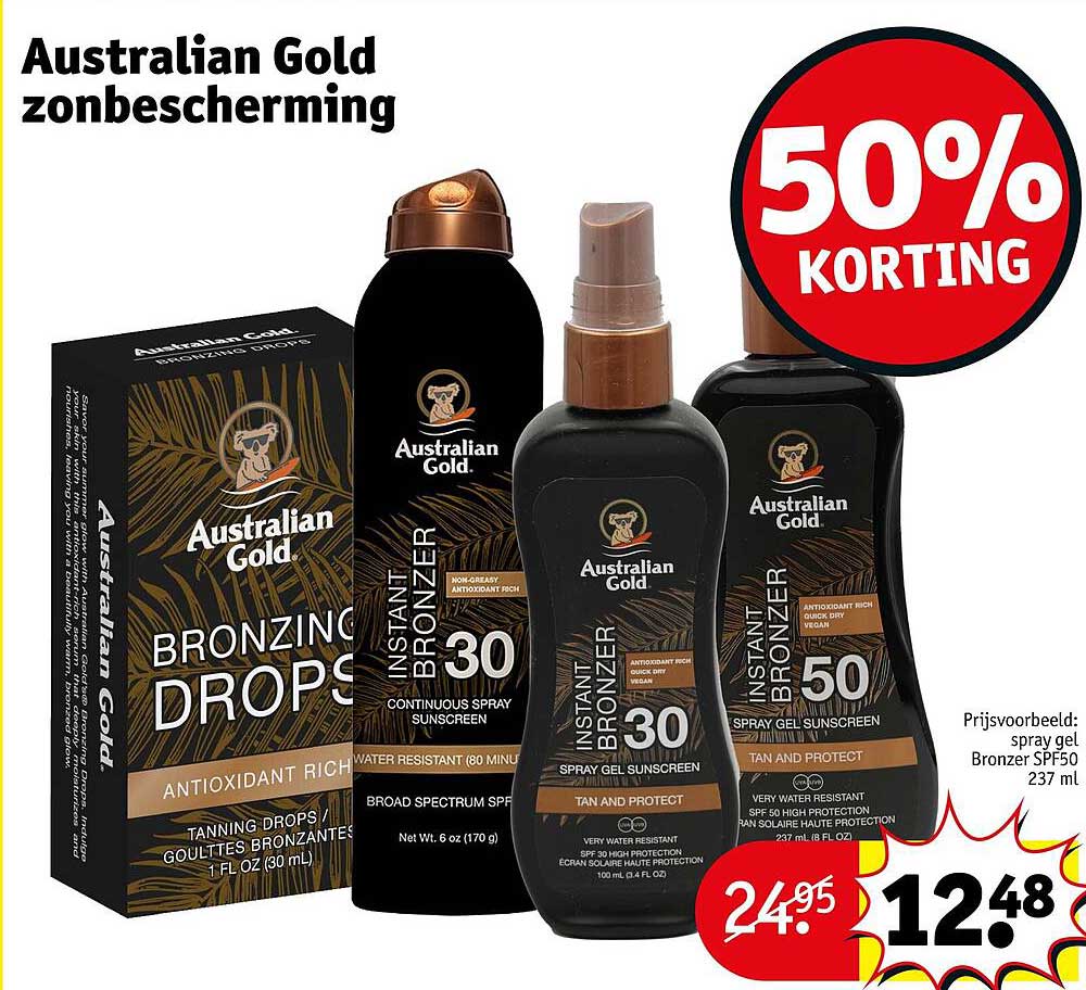 Australian Gold zonbescherming 50% korting