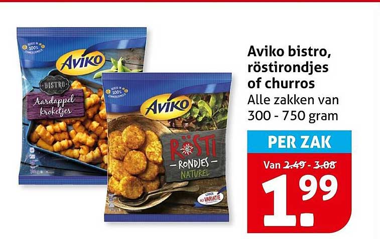 Aviko bistro, rösti rondjes of churros