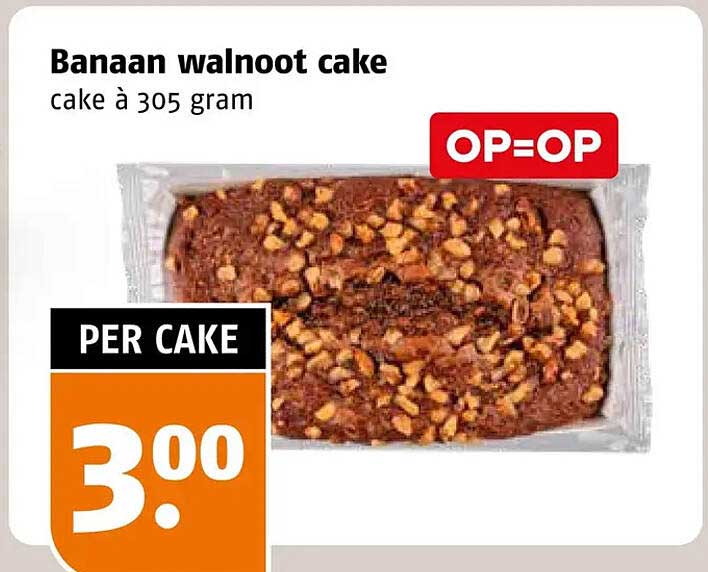 Banaan walnoot cake cake à 305 gram OP=OP