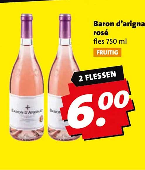 Baron d'arigna rosé fles 750 ml FRUITIG 2 FLESSEN
