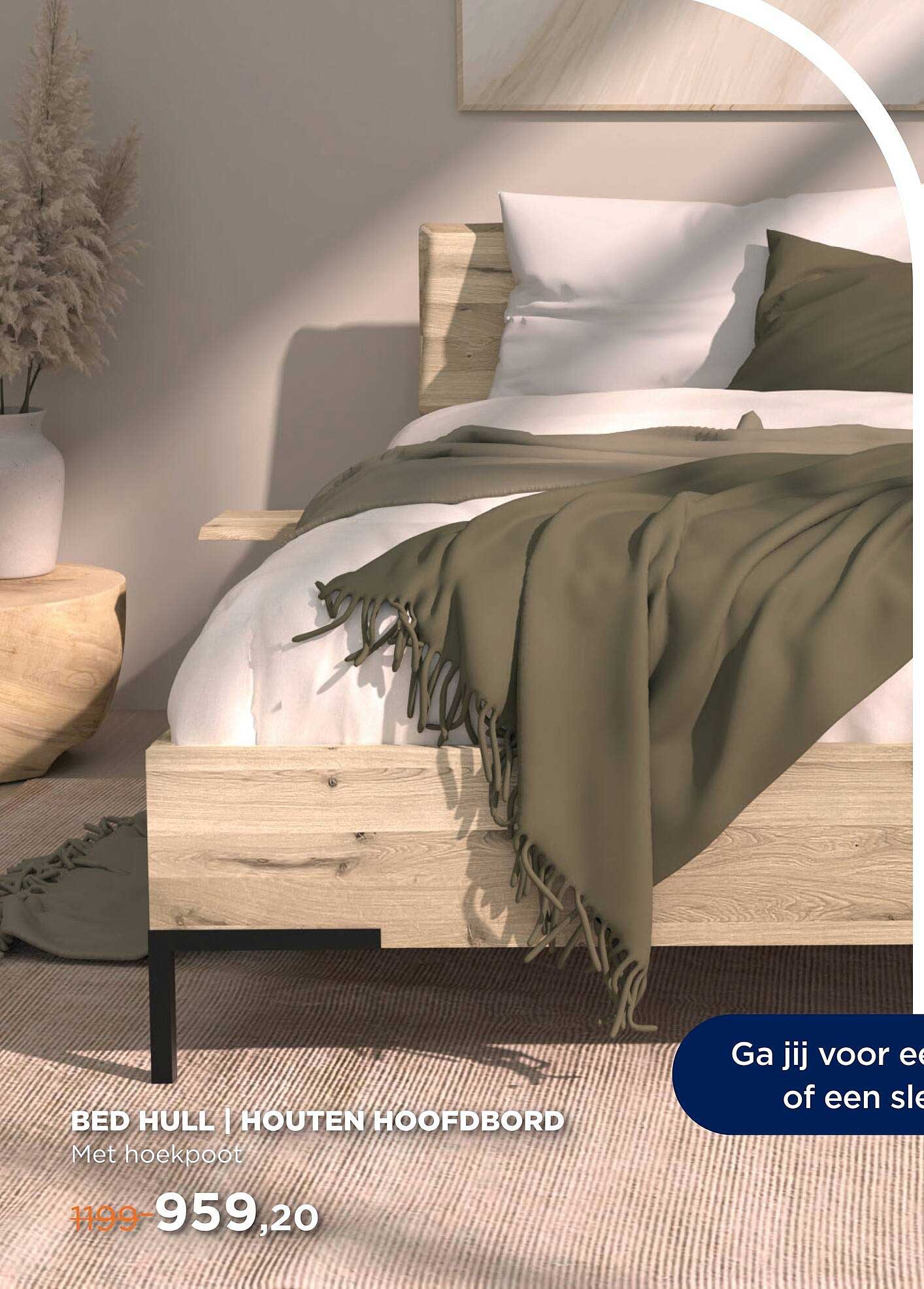 BED HULL | HOUTEN HOOFDBORD Met hoekpoot