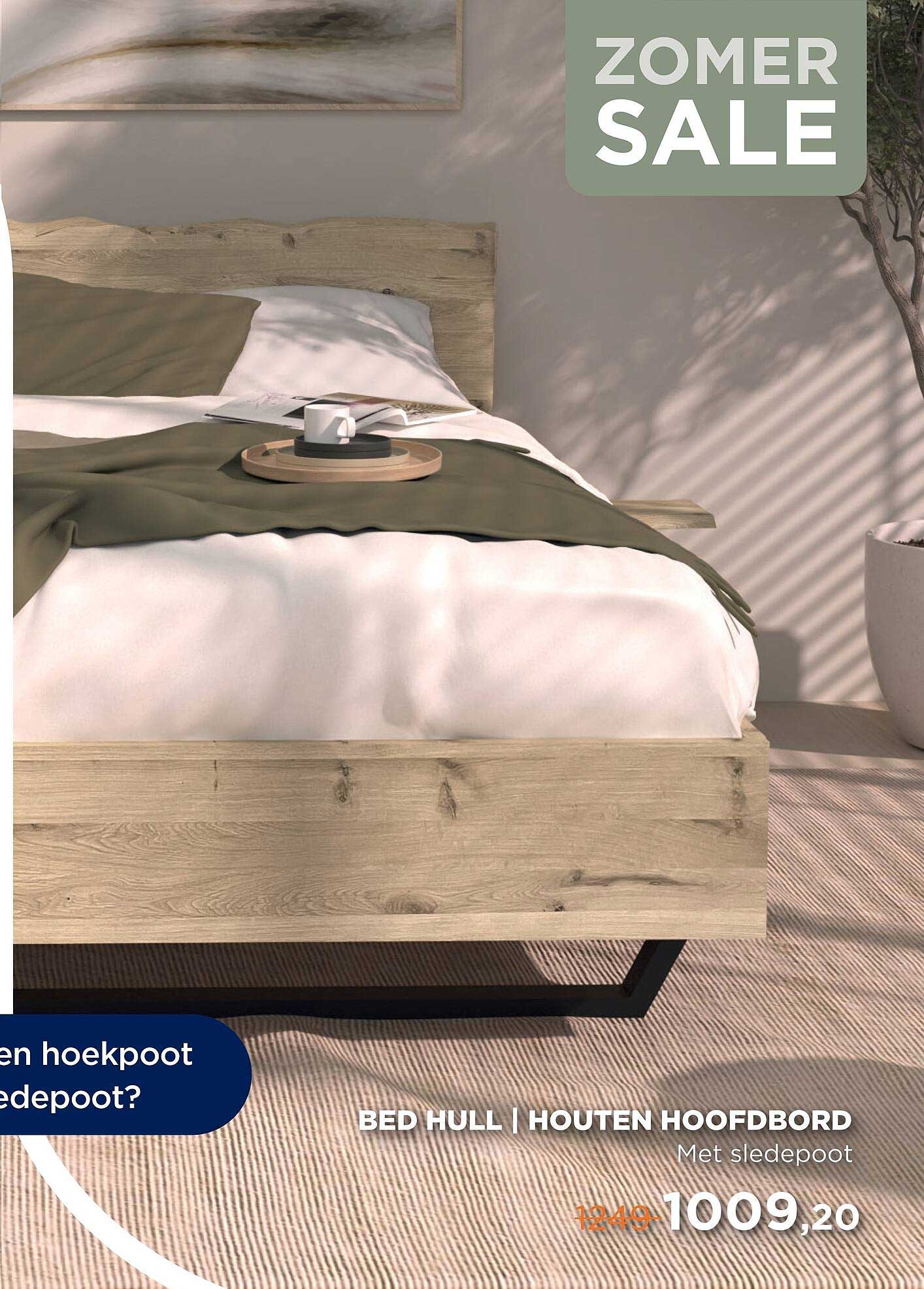 BED HULL | HOUTEN HOOFDBORD Met sledepoot