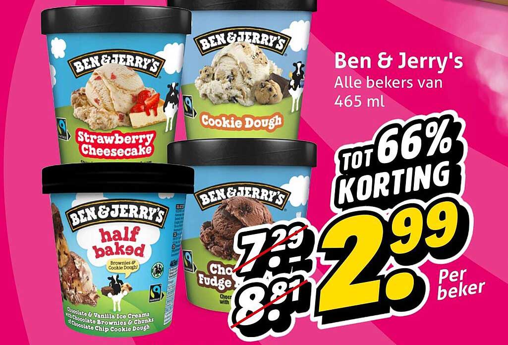 Ben & Jerry's Alle bekers van 465 ml TOT 66% KORTING