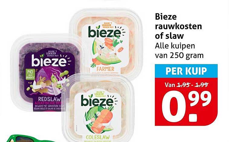 Bieze rauwkosten of slaw Alle kuipen van 250 gram PER KUIP