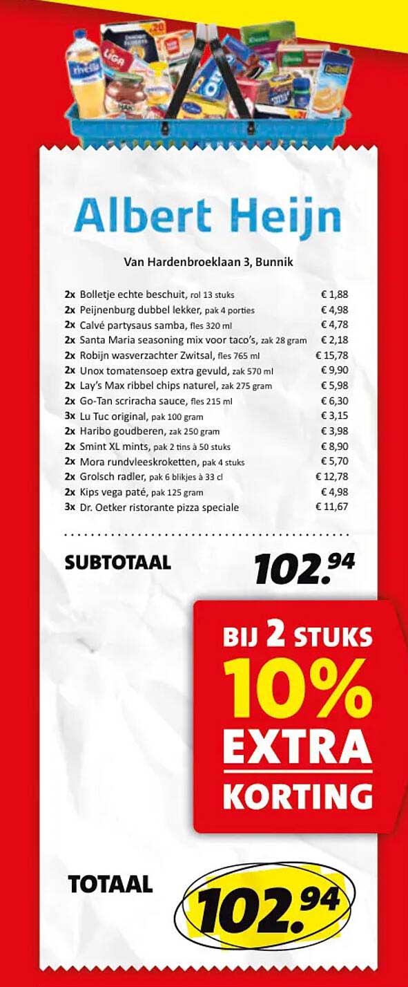 Bij 2 stuks 10% extra korting