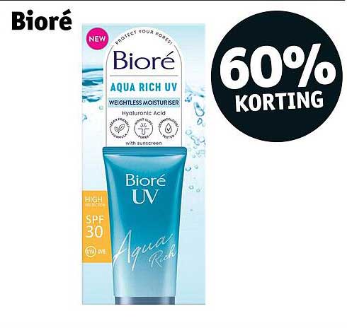 Bioré Aqua Rich UV Weightless Moisturiser 60% Korting