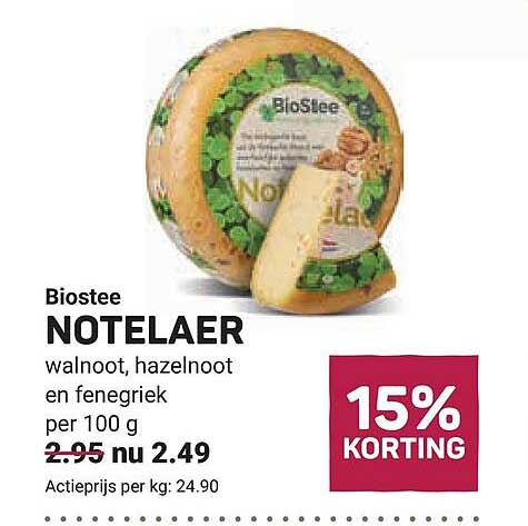 Biostee NOTELAER walnoot, hazelnoot en fenegriek per 100 g 15% KORTING