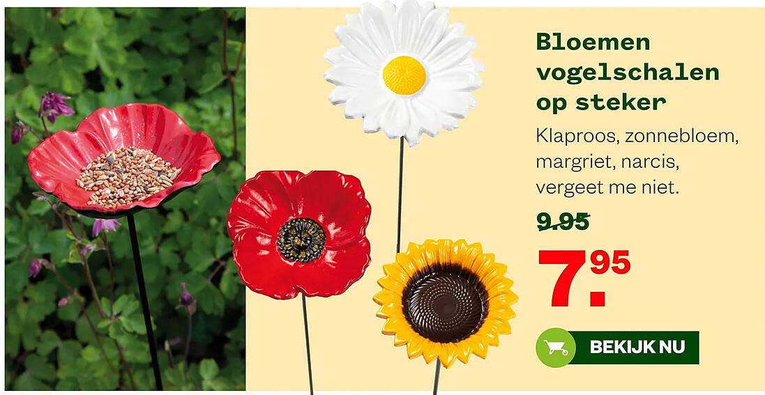 Bloemen vogelschalen op steker