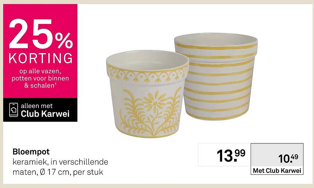 Bloempot keramiek, in verschillende maten, Ø 17 cm, per stuk