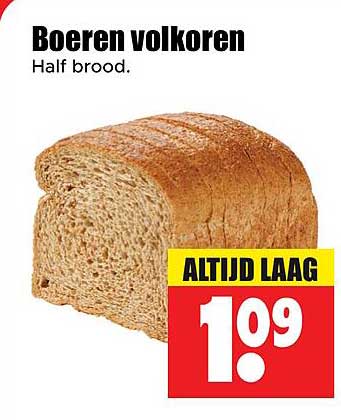 Boeren volkoren Half brood. ALTIJD LAAG