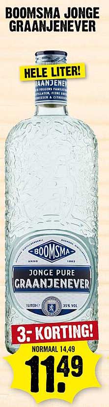 BOOMSMA JONGE GRAANJENEVER HELE LITER! 3: KORTING!