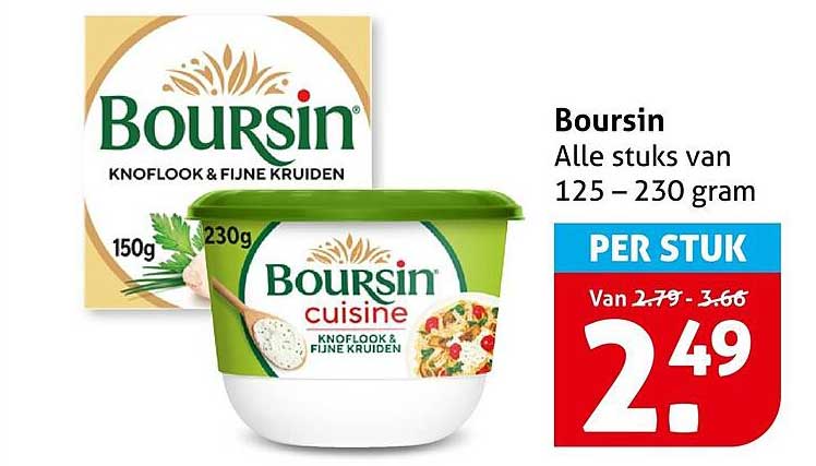 Boursin Alle stuks van 125 – 230 gram PER STUK