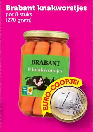 Brabant knakworstjes pot 8 stuks (270 gram) EURO-COOPJE!