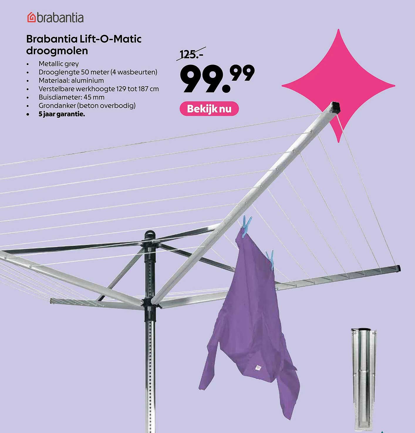 Brabantia Lift-O-Matic droogmolen