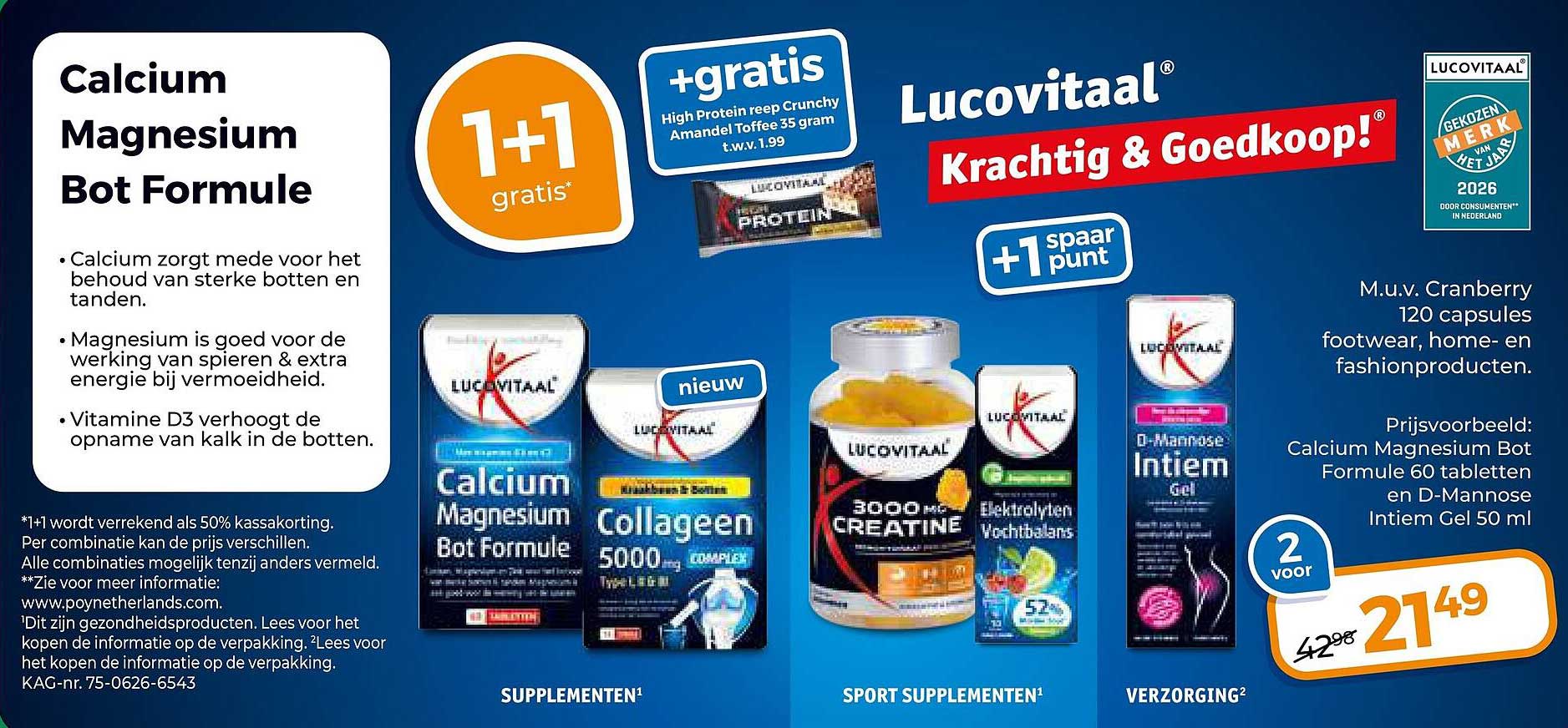 Calcium Magnesium Bot Formule 1+1 gratis