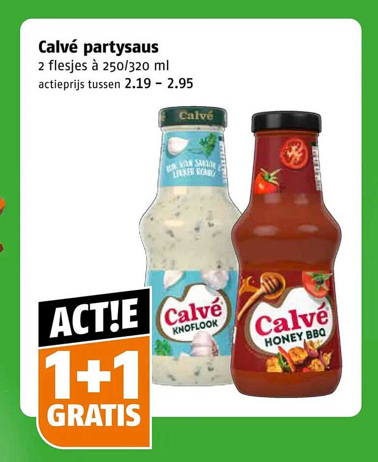 Calvé partysaus 2 flesjes à 250/320 ml 1+1 gratis