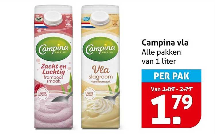 Campina vla Alle pakken van 1 liter PER PAK
