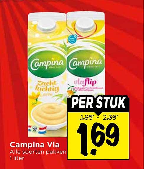 Campina Vla Alle soorten pakken 1 liter PER STUK