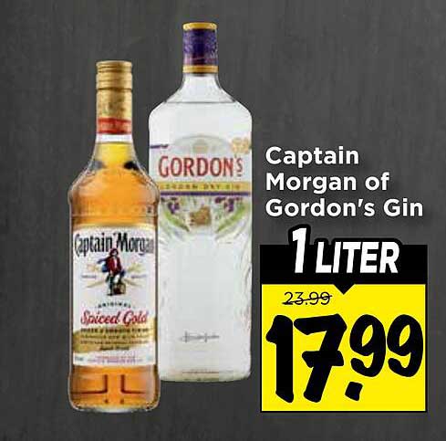Captain Morgan of Gordon’s Gin 1 liter