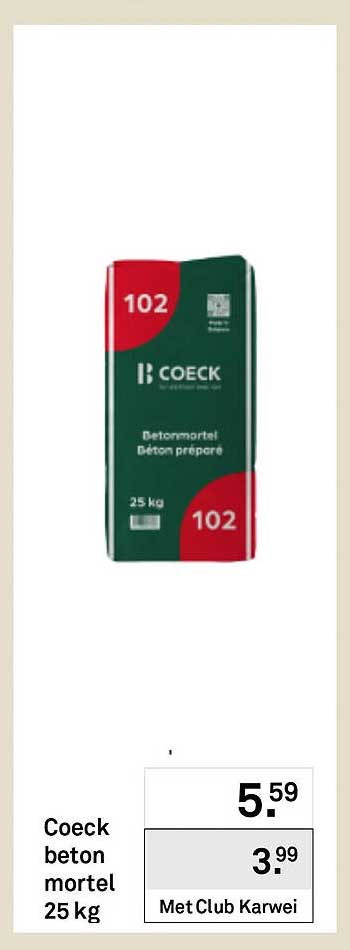 Coeck beton mortel 25 kg