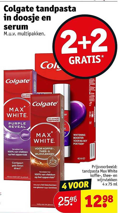 Colgate tandpasta in doosje en serum 2+2 GRATIS*