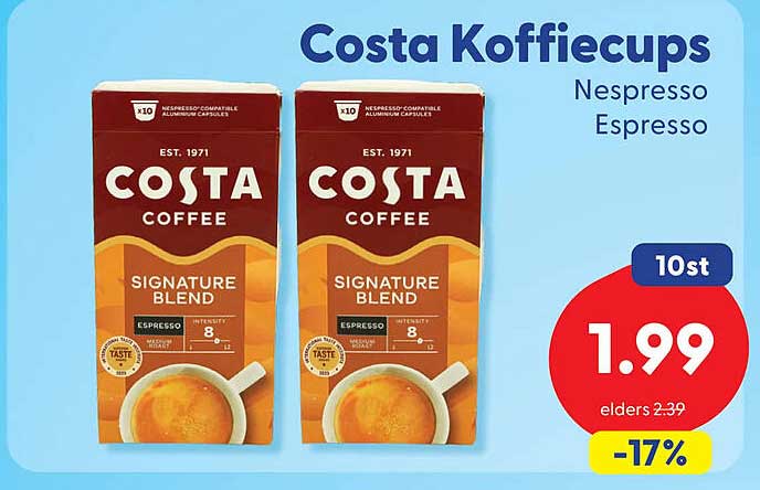 Costa Koffiecups Nespresso Espresso 10st